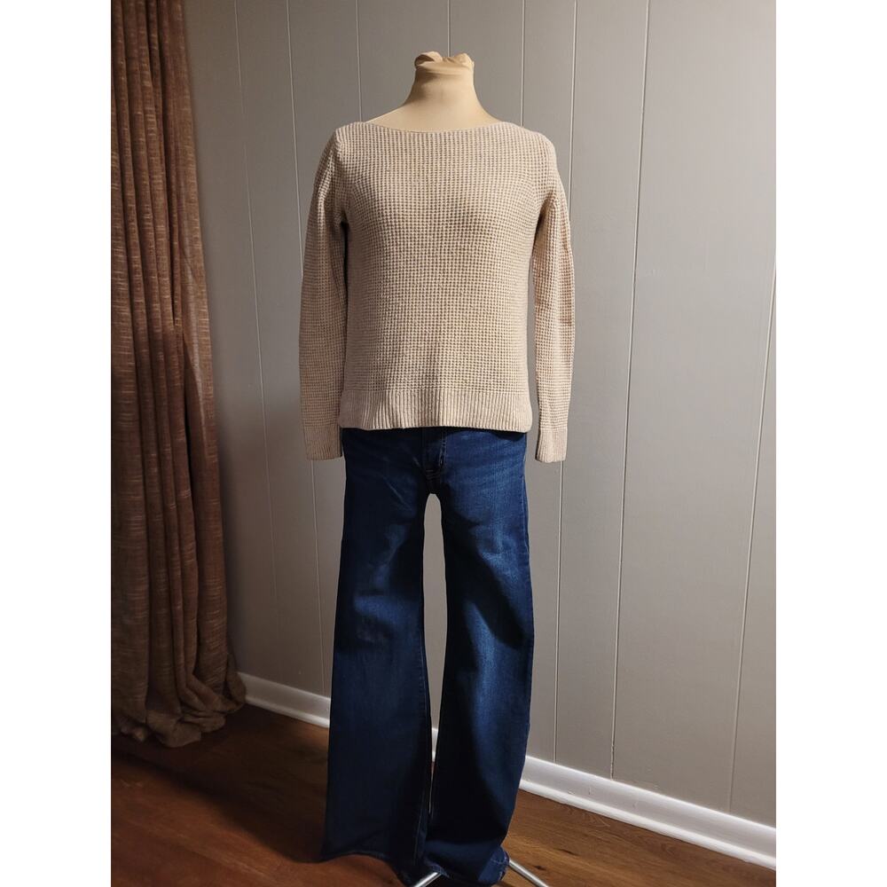 Gap - Women's XS Boatneck Neutral Taupe Tan Waffle Knit Sweater